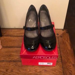 Aerosoles Black crocodile heels size 10